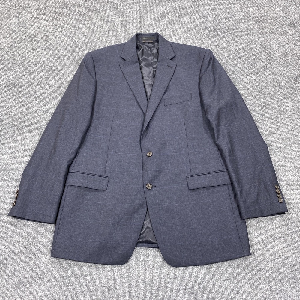 Lauren Ralph Lauren Suit Jacket Mens 44 Blue Wool Check Classic 2-Piece